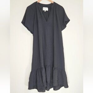 Brochu Walker The Seda Flutter Mini V Neck A Line Dress Black Size Medium Womens